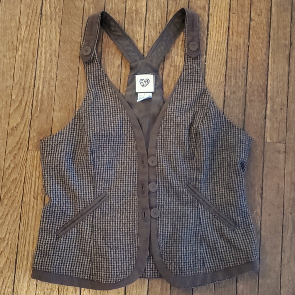 Brown Plaid Vest
